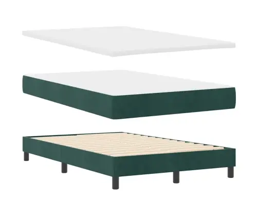Box Spring Gulta Ar Matraču Tumši Zaļa Mazā Divgadīgā Samta Vidaxl