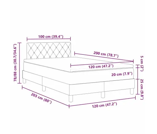 Gultas Rāmja Gulta Ar Matraci Melnā Krāsā 120X200 Cm No Samta Vidaxl