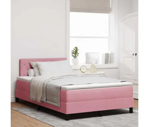 Kiemas Lova Su Čiužiniu Rožinė 120 X 200 Cm Aksomas