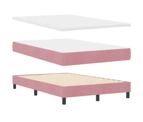Kiemas Lova Su Čiužiniu Rožinė 120 X 200 Cm Aksomas