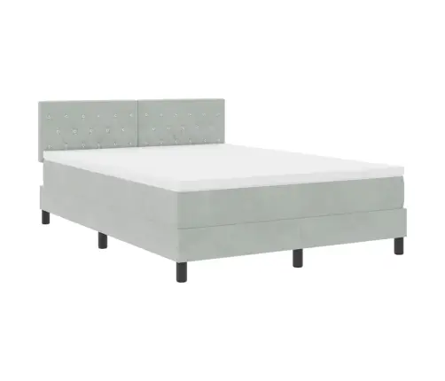 Box Spring Gulta Ar Matraču Gaiši Pelēks 160X200 Cm Velūrs Vidaxl