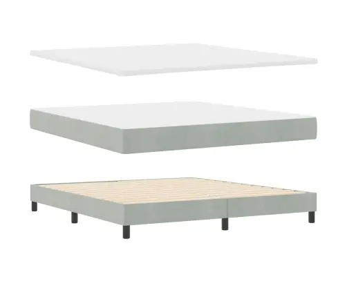 Box Spring Gulta Ar Matraču Gaiši Pelēks 180 X 200 Cm Audums Vidaxl