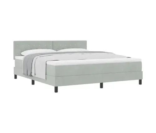 Box Spring Gulta Ar Matraču Gaiši Pelēks 180 X 200 Cm Audums Vidaxl