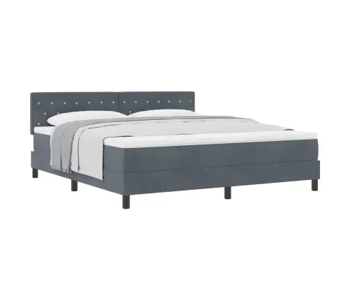 Kiemas Lova Su Čiužiniu Tamsiai Pilka 180 X 200 Cm Aksomas