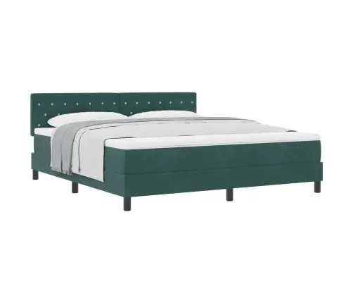 Box Spring Gulta Ar Matraču Tumši Zaļa Super King Samts Vidaxl