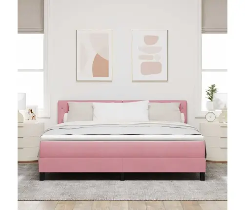 Box Spring Gulta Ar Matraču Ar Matraci Rozā 180 X 200 Cm Audums Vidaxl