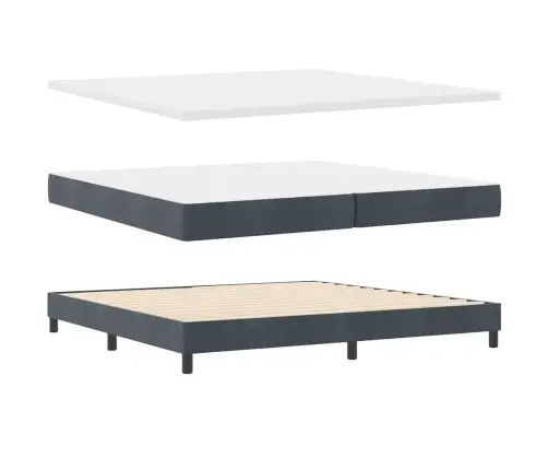 Gultas Pamatne Ar Matraci Tumši Pelēka 200X200 Cm Samts Vidaxl