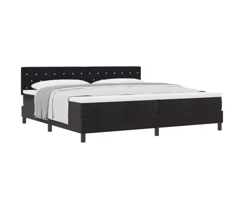 Gultas Rāmītis Ar Matraci Melnā Krāsā 200X200 Cm No Samta Vidaxl