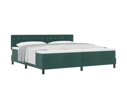 Kiemas Lova Su Čiužiniu Tamsiai Žalia 200 X 200 Cm Aksomas