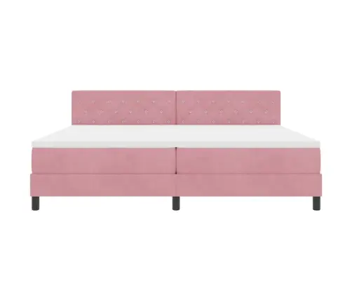 Kastītes Atsperu Gulta Ar Matraci Rozā 200 X 200 Cm Samts Vidaxl