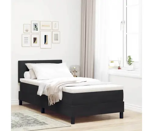 Box Spring Gulta Ar Matraču Ar Matraci Melna 80 X 200 Cm Audums Vidaxl