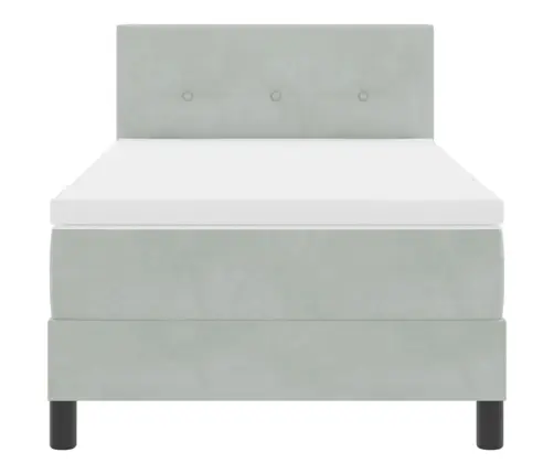 Box Spring Gulta Ar Matraci Gaiši Pelēks Vienvietīga Samts Vidaxl