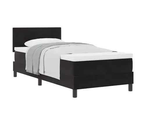 Box Spring Gulta Ar Matraču Melna Vienvietīga Samta Vidaxl