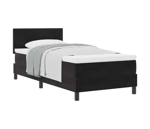 Box Spring Gulta Ar Matraču Melnā Krāsā 90X200 Cm Samts Vidaxl