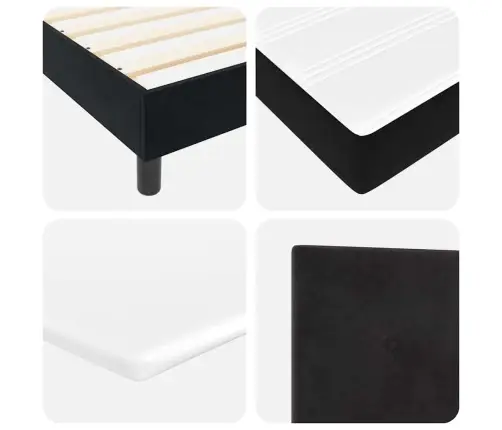 Gultas Pamatne Ar Matraci Melna 100X200 Cm Samts Vidaxl
