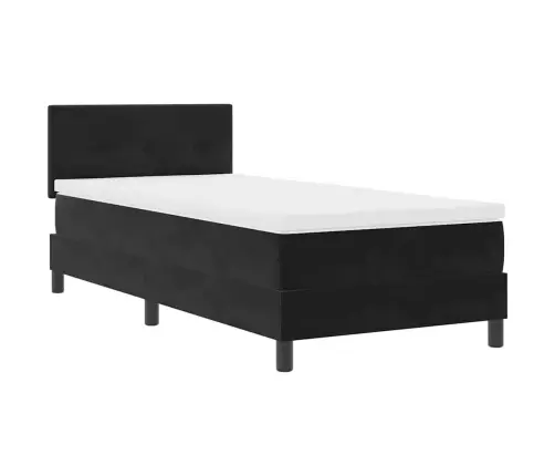 Gultas Pamatne Ar Matraci Melna 100X200 Cm Samts Vidaxl