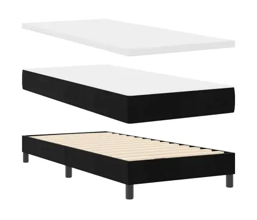 Gultas Pamatne Ar Matraci Melna 100X200 Cm Samts Vidaxl