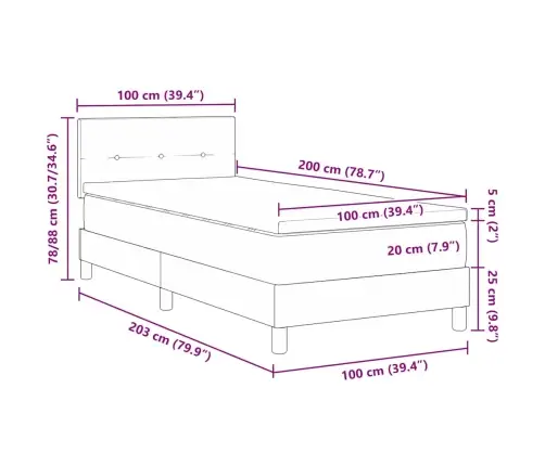 Box Spring Gulta Ar Matraču Tumši Zaļa 100X200 Cm Samts Vidaxl