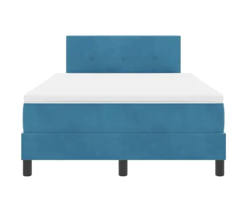 Kiemas Lova Su Čiužiniu Tamsiai Mėlyna 120 X 200 Cm Aksomas