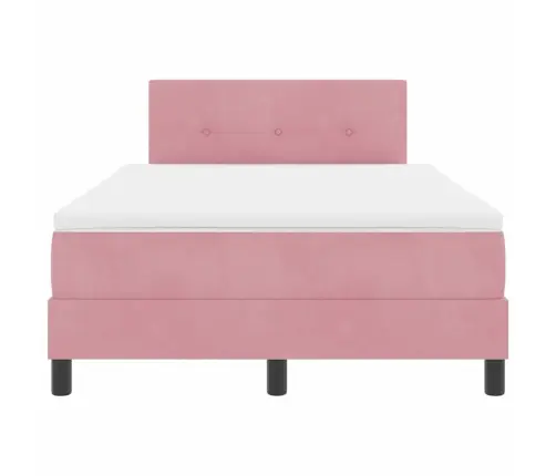 Kastītes Atsperu Gulta Ar Matraci Rozā 120 X 200 Cm Samts Vidaxl