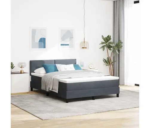Gultas Pamatne Ar Matraci Tumši Pelēka 160X200 Cm Samts Vidaxl