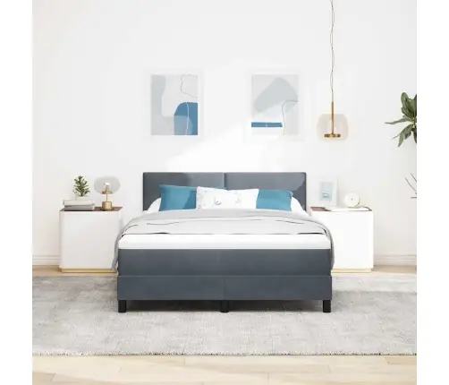 Gultas Pamatne Ar Matraci Tumši Pelēka 160X200 Cm Samts Vidaxl