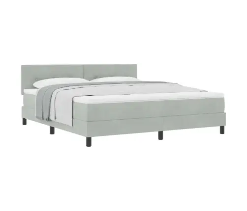 Kastītes Atsperu Gulta Gaiši Pelēks 180 X 200 Cm Samts Vidaxl