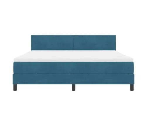 Kiemas Lova Su Čiužiniu Tamsiai Mėlyna 180 X 200 Cm Aksomas