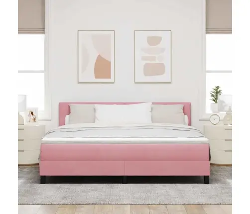 Kastītes Atsperu Gulta Ar Matraci Rozā 180 X 200 Cm Samts Vidaxl