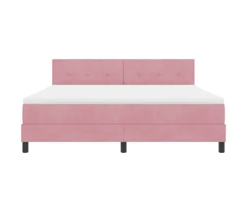 Kastītes Atsperu Gulta Ar Matraci Rozā 180 X 200 Cm Samts Vidaxl