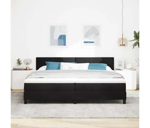 Box Spring Gulta Ar Matračiem Melnā Krāsā 200X200 Cm No Samta Vidaxl