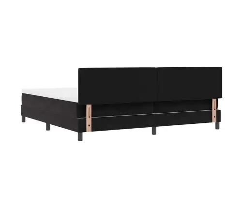 Box Spring Gulta Ar Matračiem Melnā Krāsā 200X200 Cm No Samta Vidaxl