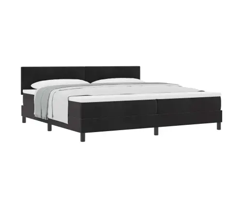 Box Spring Gulta Ar Matračiem Melnā Krāsā 200X200 Cm No Samta Vidaxl