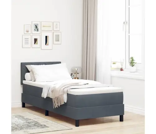 Box Spring Gulta Ar Matraču Tumši Pelēka 80 X 200 Cm Audums Vidaxl Box Spring Gulta Ar Matraču Tumši Pelēka 80 X 200 Cm Audums Vidaxl