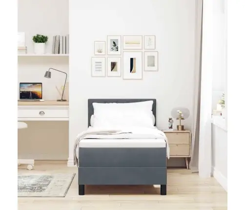 Box Spring Gulta Ar Matraču Tumši Pelēka 80 X 200 Cm Audums Vidaxl Box Spring Gulta Ar Matraču Tumši Pelēka 80 X 200 Cm Audums Vidaxl