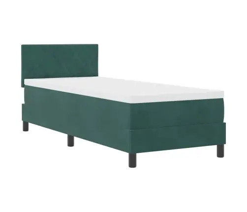 Kiemas Lova Su Čiužiniu Tamsiai Žalia 80 X 200 Cm Aksomas