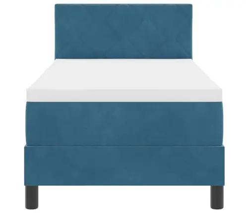 Kastītes Atsperu Gulta Ar Matraci Tumši Zils 80 X 200 Cm Samts Vidaxl