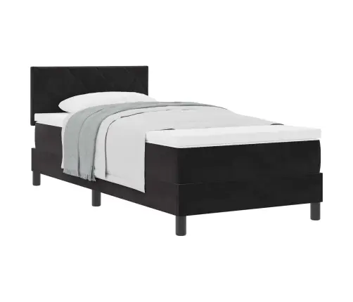 Gultas Rāmis Ar Matraci Melns Vienvietīgs Samts Vidaxl