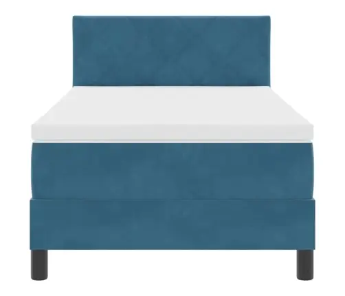 Box Spring Gulta Ar Matraču Tumši Zila 90 X 190 Cm Audums Vidaxl