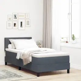 Box Spring Gulta Ar Matraču Tumši Pelēks 90 X 200 Cm Audums Vidaxl