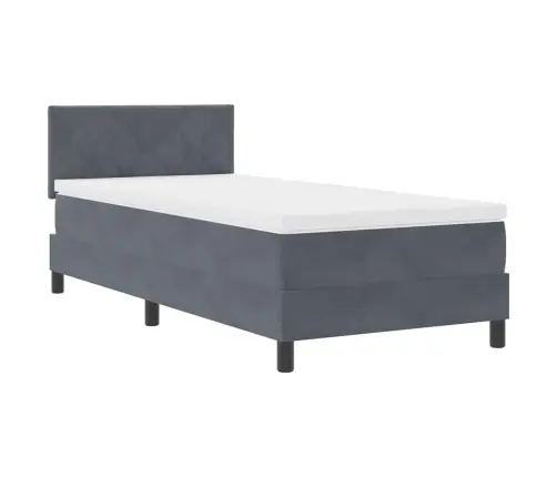 Gultas Rāmis Ar Matraci Tumši Pelēks 90X200 Cm Samts Vidaxl
