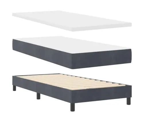 Gultas Rāmis Ar Matraci Tumši Pelēks 90X200 Cm Samts Vidaxl