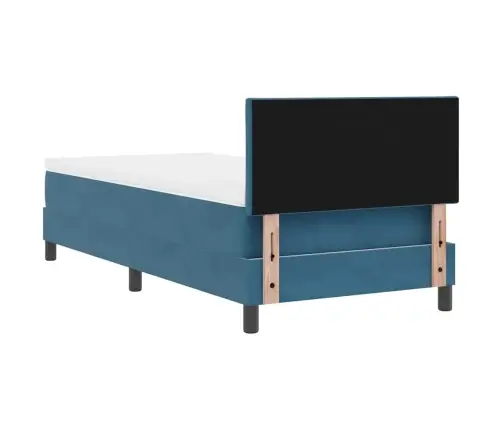 Box Spring Gulta Ar Matraču Tumši Zila 90 X 200 Cm Audums Vidaxl