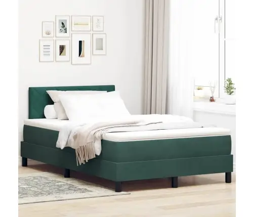 Kaste Ar Matraču Tumši Zaļa Mazā Divguļamā Gulta Vidaxl