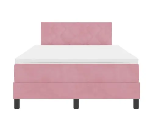 Mājīgs Gultas Pamats Ar Matraci Rozā Mazs Divkāršs Samts Vidaxl