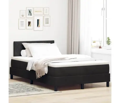 Box Spring Gulta Ar Matraci Melna 120X200 Cm Samts Vidaxl