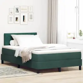 Box Spring Gulta Ar Matraču Tumši Zaļa 120 X 200 Cm Audums Vidaxl