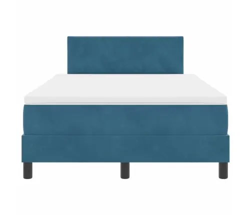 Kiemas Lova Su Čiužiniu Tamsiai Mėlyna 120 X 200 Cm Aksomas