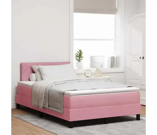 Kastītes Atsperu Gulta Ar Matraci Rozā 120 X 200 Cm Samts Vidaxl