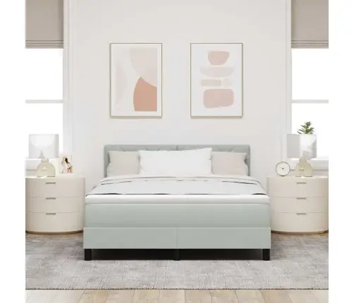 Box Spring Gulta Ar Matraču Gaiši Pelēks 140 X 190 Cm Audums Vidaxl